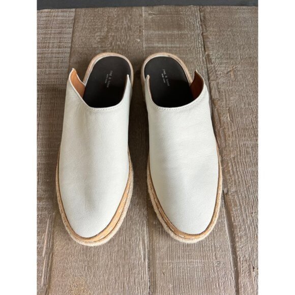 Rag & bone cream leather espadrille slides size 38 - Picture 2 of 9